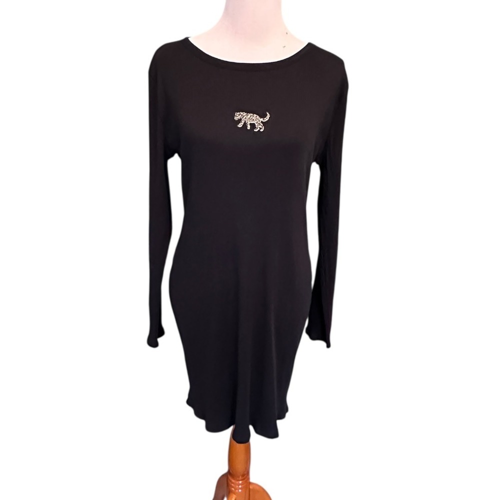 Wild Fable Women's XXL Black Ribbedโ Mini Dress Rhinestone Leopard NWT